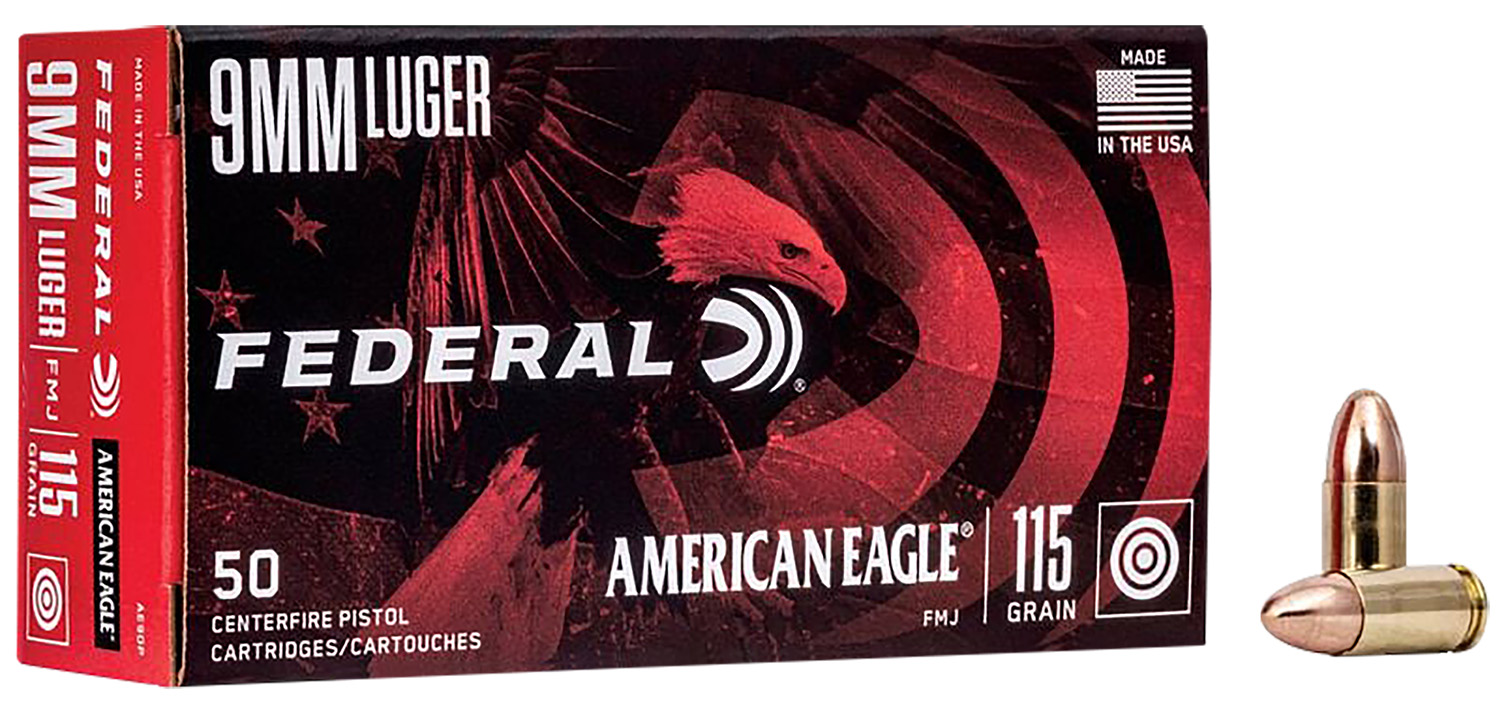 Federal AE9DP American Eagle Handgun 9mmLuger 115gr Full Metal Jacket 50 Per Box/20 Case