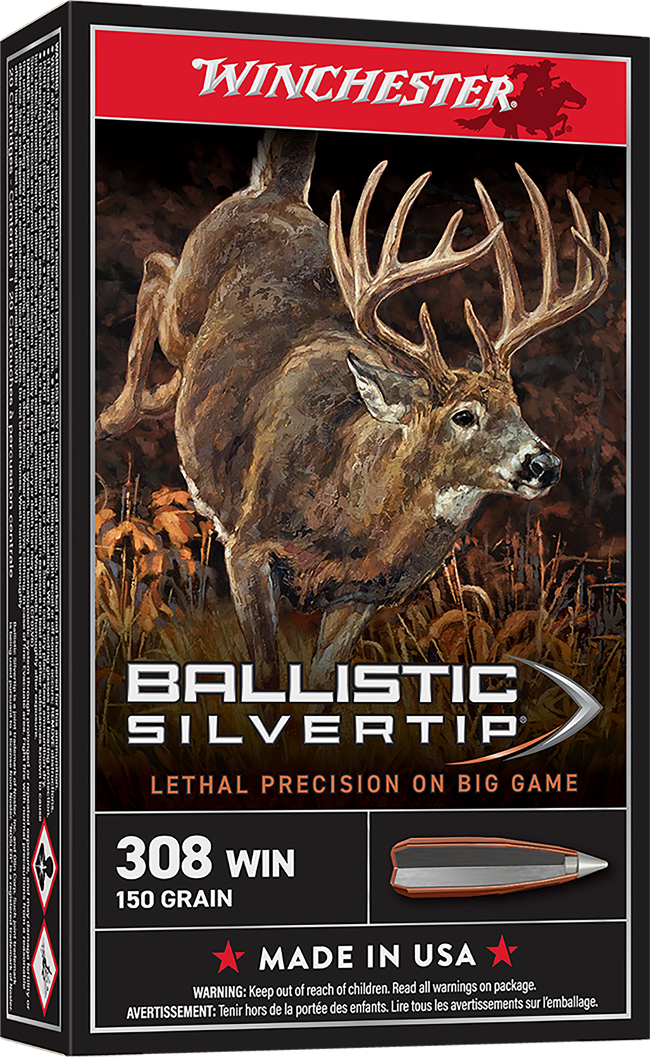 Winchester Ammo SBST308 Ballistic Silvertip 308Win 150gr Rapid Controlled Expansion Polymer Tip 20 Per Box/10 Case