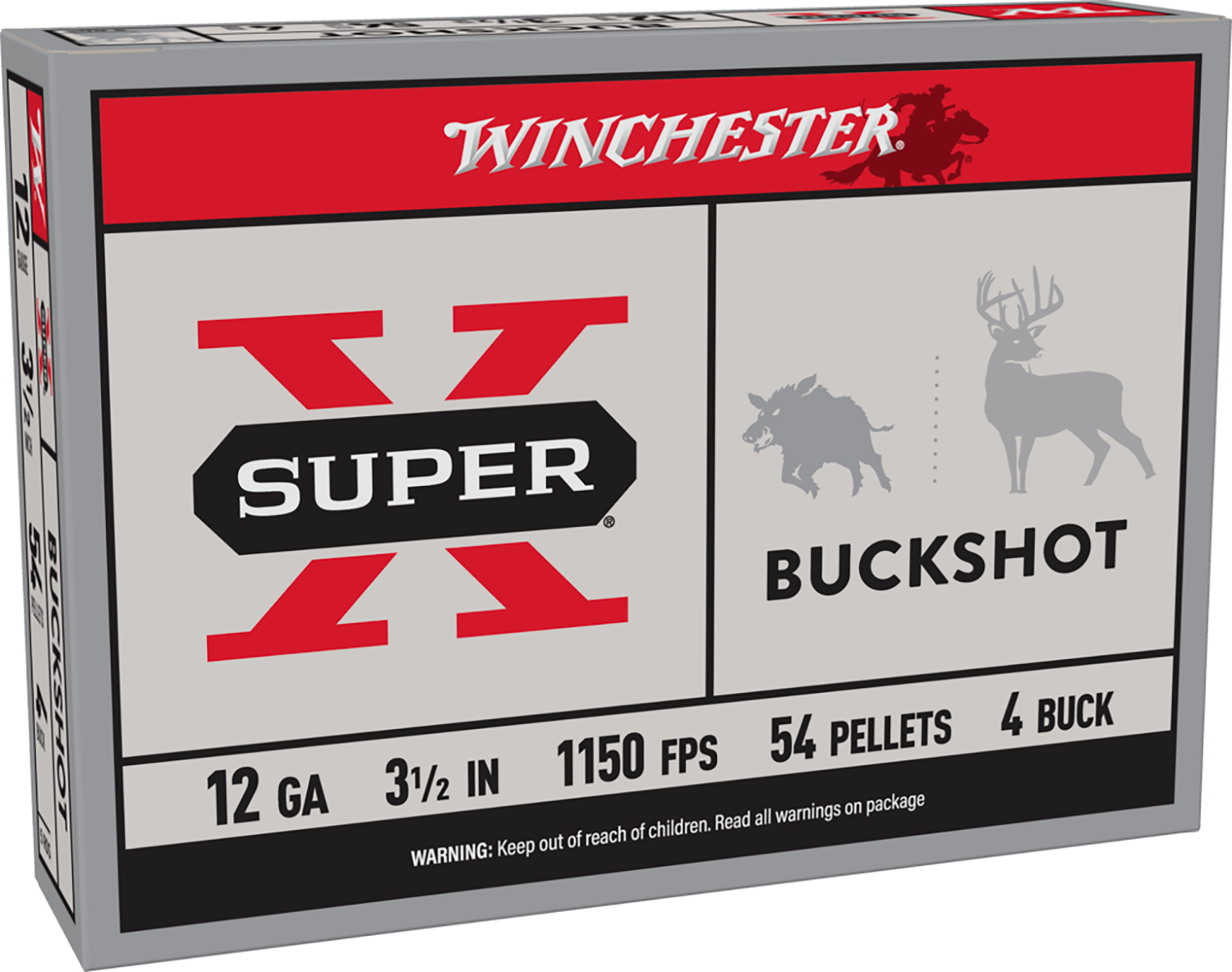 Winchester Ammo XB12L4 Super X 12Gauge 3.50" 54Pellets 4Buck Shot 5 Per Box/50 Case