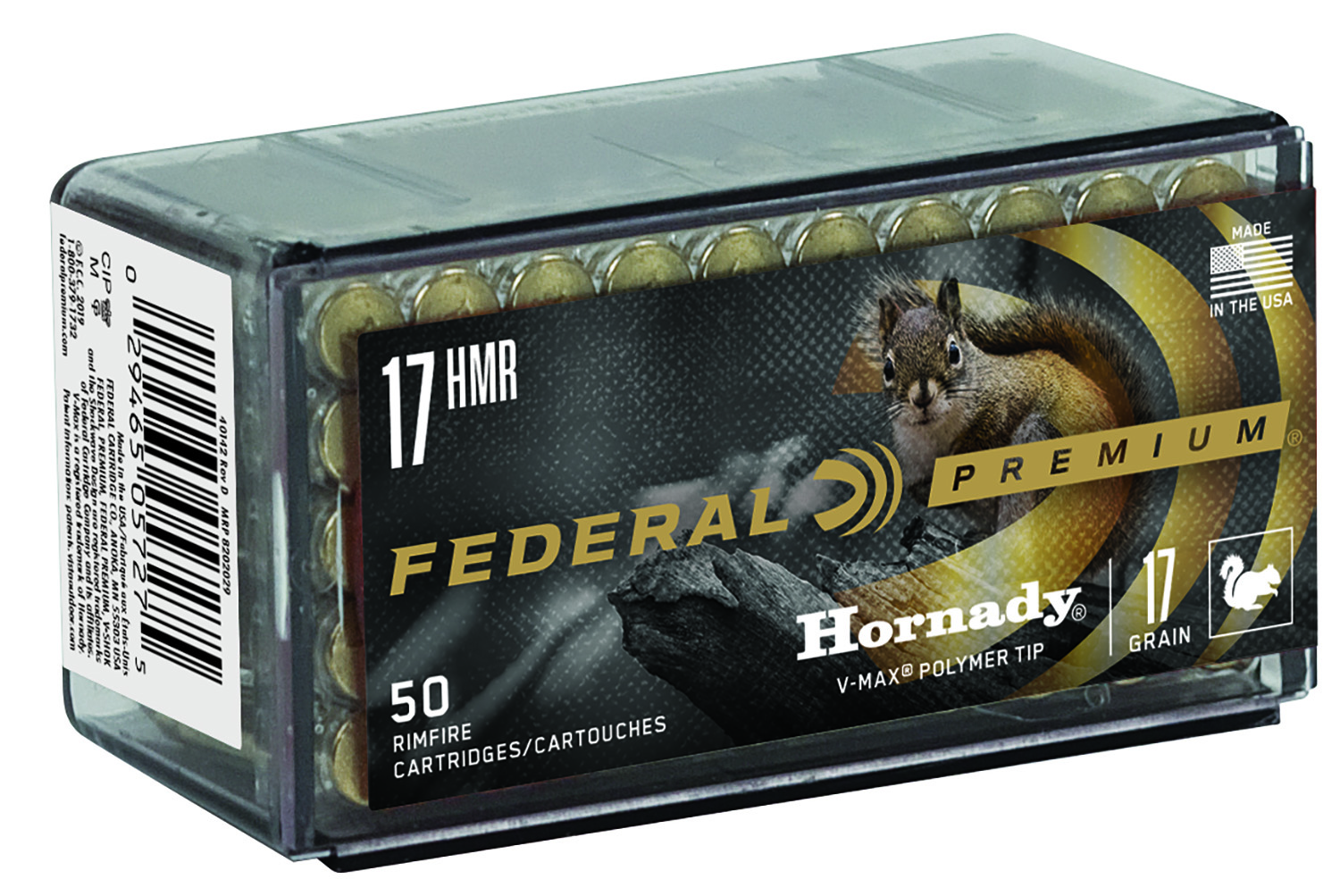 Federal P771 Premium Varmint & Predator 17HMR 17gr Hornady V-Max 50 Per Box/60 Case