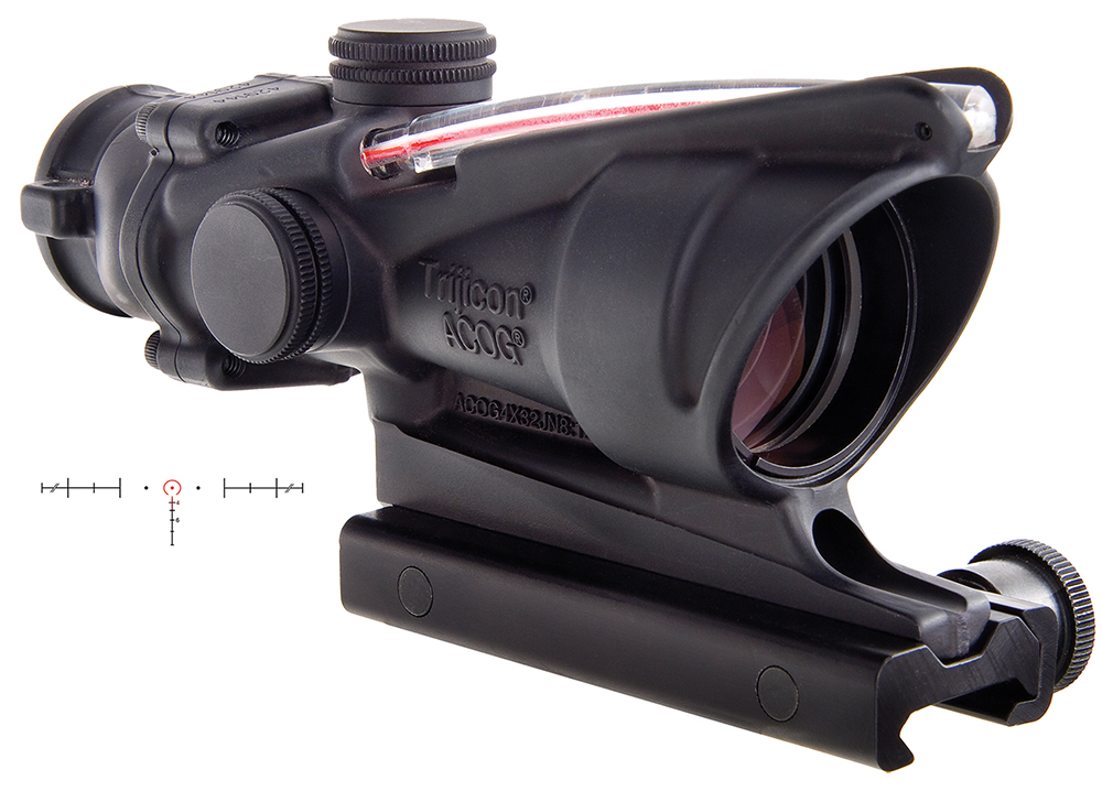 Trijicon 100220 ACOG Black Hardcoat Anodized 4x32mm Illuminated Red Horseshoe w/ Red Dot 6.8 SPC Reticle