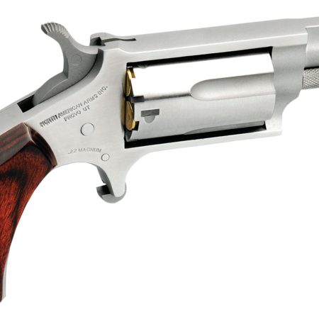 North American Arms 22MP Mini-Revolver  22 WMR 5 Shot 1.63" Stainless Steel Ported Barrel, Stainless Steel Frame & Cylinder, Rosewood Birdshead Grip, Exposed Hammer