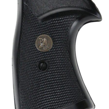 Pachmayr 03267 Presentation Grip Checkered Black Rubber for S&W K/L Frame with Square Butt