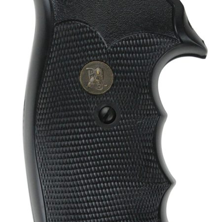 Pachmayr 03266 Gripper Grip Checkered Black Rubber with Finger Grooves for S&W K/L Frame with Round Butt
