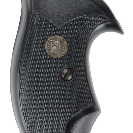 Pachmayr 03255 Compact Grip Checkered Black Rubber for S&W J Frame with Square Butt