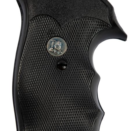 Pachmayr 05056 Decelerator Grip Checkered Black Rubber with Finger Grooves for S&W N Frame with Square Butt
