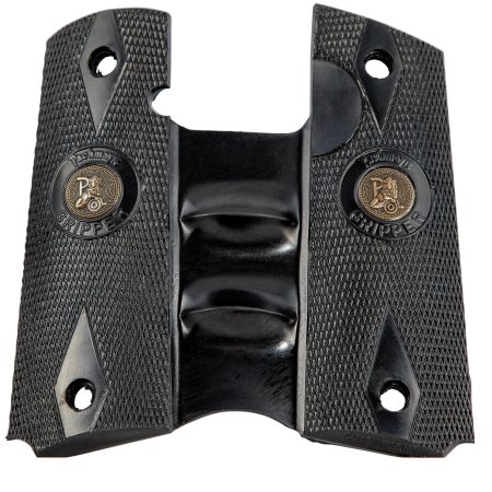 Pachmayr 05008 Signature Grip Checkered Black Rubber with Finger Grooves for 1911