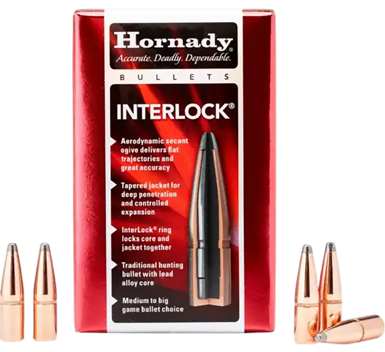 Hornady 2640 InterLock 6.5mm .264 160 gr Round Nose 100 Per Box/ 15 Case