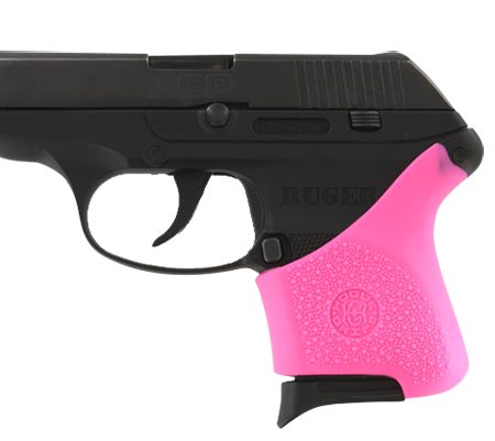 Hogue 18107 HandAll Hybrid Grip Sleeve made of Rubber with Textured Pink Finish for Ruger LCP