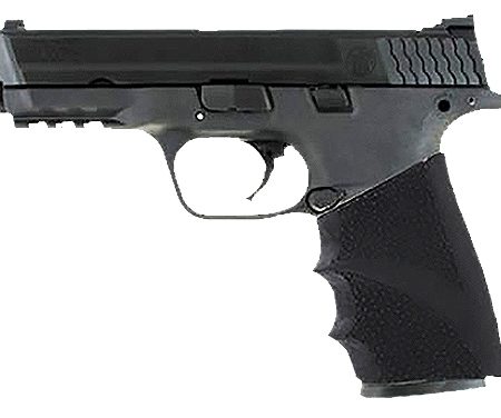 Hogue 17400 HandAll Hybrid Grip Sleeve made of Rubber with Textured Black Finish & Finger Grooves for S&W M&P