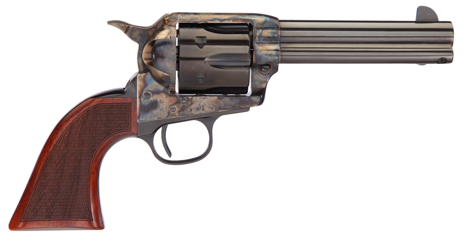 Taylors & Company 550821 Runnin Iron 45 Colt (LC) Caliber with 4.75" Blued Finish Barrel, 6rd Capacity Blued Finish Cylinder, Color Case Hardened Finish Steel Frame & Checkered Walnut Grip