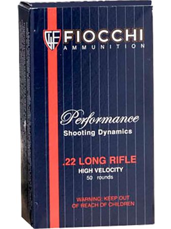 Fiocchi 22FHVCRN Field Dynamics High Velocity 22LR 40gr Copper Plated Solid Point 50 Per Box/100 Case