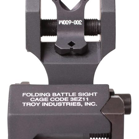 Troy Ind SSIGFBSTTBT00 Tritium Rear Folding BattleSight Round Black Hardcoat Anodized Folding for AR-15