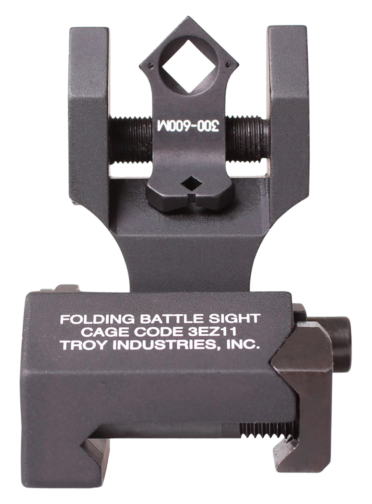 Troy Ind SSIGFBSTTBT00 Tritium Rear Folding BattleSight Round Black Hardcoat Anodized Folding for AR-15