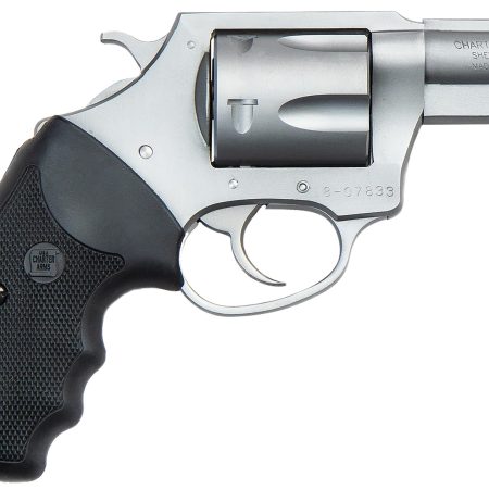 Charter Arms 79920 Pitbull  Large 9mm Luger, 5 Shot 2.20" Matte Stainless Steel Barrel, Cylinder & Frame w/Black Finger Grooved Rubber Grip