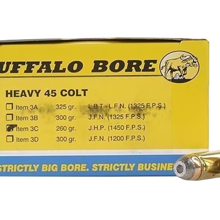Buffalo Bore Ammunition 3C20 Heavy Strictly Business 45Colt +P 260gr Jacketed Hollow Point 20 Per Box/12 Case