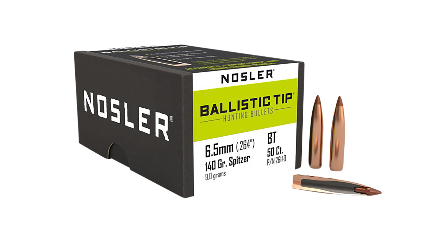 Nosler 26140 Ballistic Tip 6.5Creedmoor 140gr Spitzer Point 50/Box