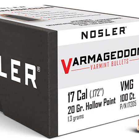 Nosler 17205 Varmageddon  17Cal 20gr Flat Base Hollow Point 100/Box