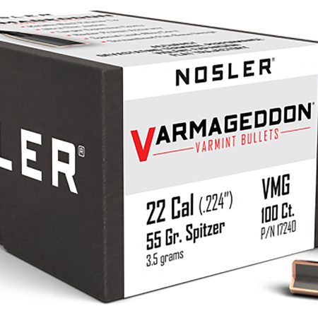 Nosler 17240 Varmageddon 22Cal 55gr Flat Base Tipped 100/Box