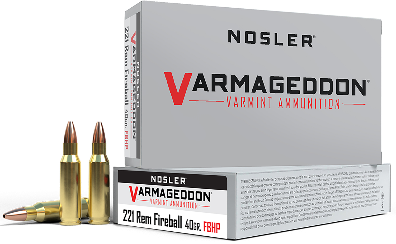 Nosler 65120 Varmageddon 221RemFireball 40gr Flat Base Hollow Point 20 Per Box/20 Case
