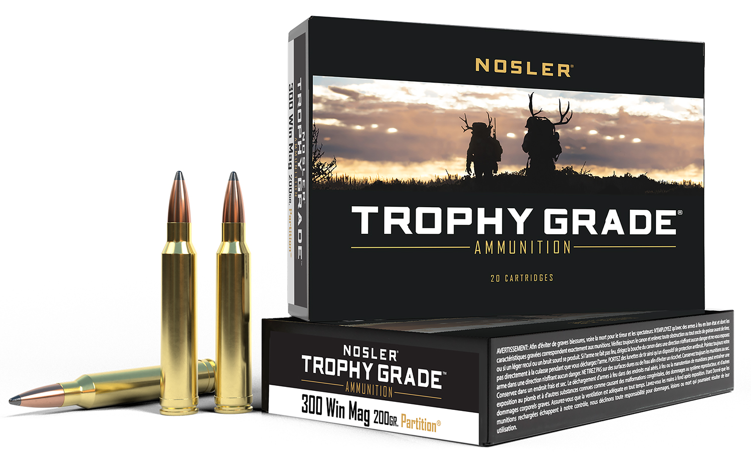 Nosler 60069 Trophy Grade 300WinMag 200gr Nosler Spitzer Partition 20 Per Box/10 Case