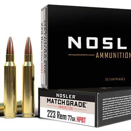 Nosler 60011 Match Grade  223Rem 77gr Custom Competition Hollow Point Boat Tail 20 Per Box/20 Case