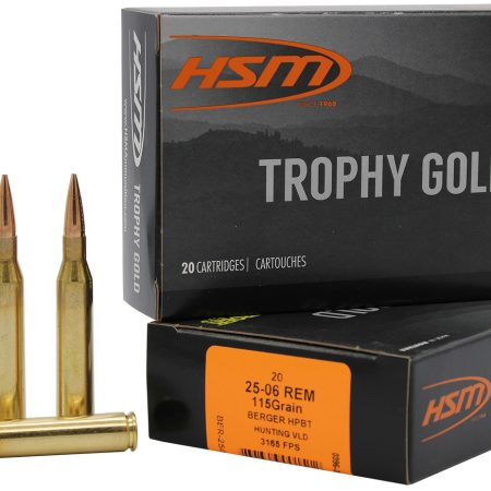 HSM 2506115VLD Trophy Gold Extended Range 25-06 Rem 115 gr Berger Hunting VLD Match 20 Per Box/ 20 Case