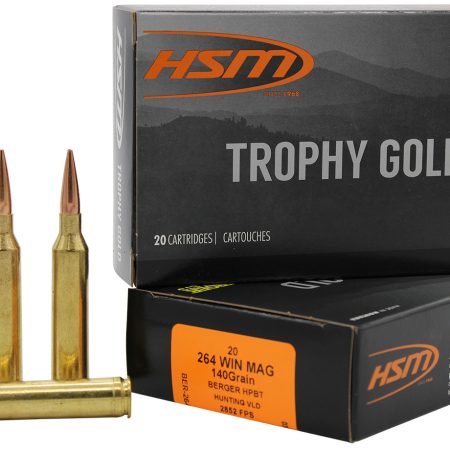 HSM 264WM140VLD Trophy Gold Extended Range 264 Win Mag 140 gr Berger Hunting VLD Match 20 Per Box/ 20 Case