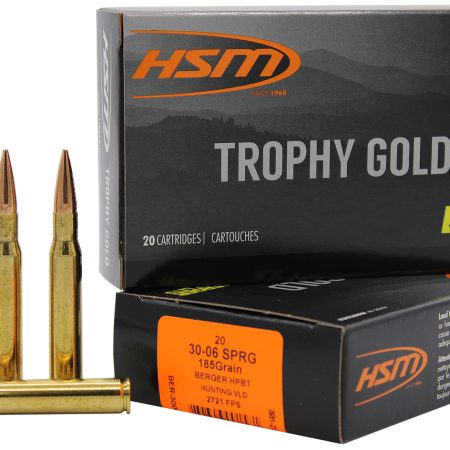 HSM 3006185VLD Trophy Gold Extended Range 30-06 Springfield 185 gr Berger Hunting VLD Match 20 Per Box/ 20 Case