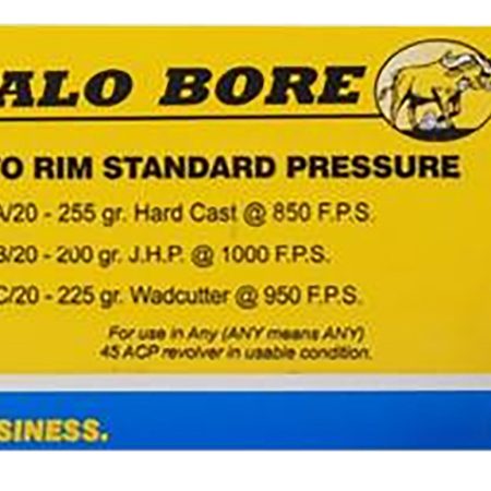 Buffalo Bore Ammunition 31C20 Standard Pressure Strictly Business 45Auto Rim 225gr Wadcutter 20 Per Box/12 Case
