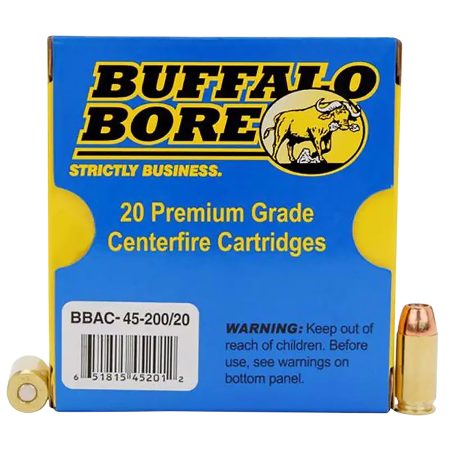 Buffalo Bore Ammunition 4520020 Personal Defense Strictly Business 45ACP +P 200gr Jacket Hollow Point 20 Per Box/12 Case
