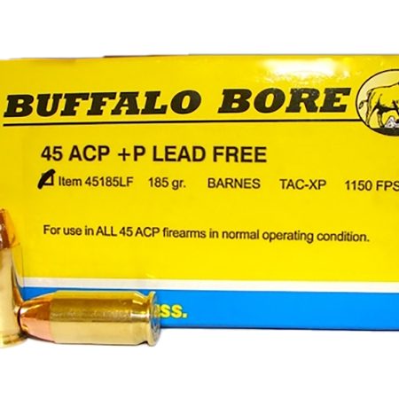 Buffalo Bore Ammunition 45185LF20 Buffalo-Barnes Strictly Business 45ACP +P 185gr Barnes TAC-XP Lead Free 20 Per Box/12 Case
