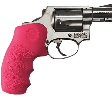Hogue 60007 OverMolded Monogrip Cobblestone Pink Rubber with Finger Grooves for S&W J Frame with Round Butt