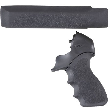 Hogue 05015 OverMolded Tamer Pistol Grip & Forend Black Rubber with Finger Grooves, Polymer Forend for Mossberg 500 12 Gauge