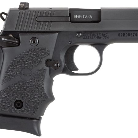 Sig Sauer 9389BRGAMBI P938 Micro-Compact BRG 9mm Luger 3" 7+1 Black Nitron Stainless Steel Black Hogue Rubber Grip