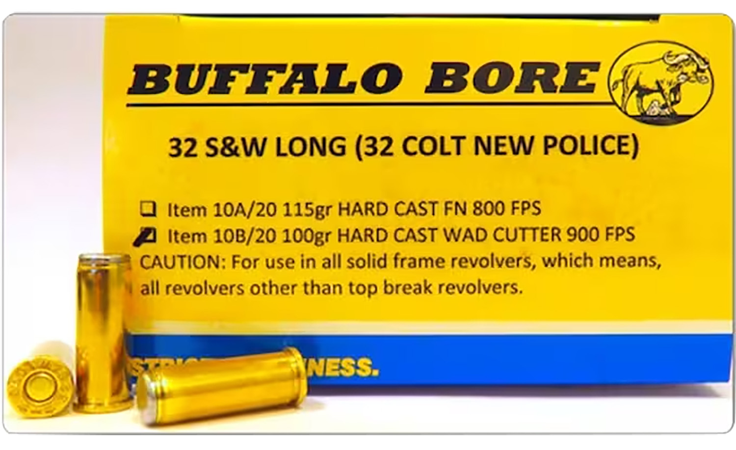 Buffalo Bore Ammunition 10B20 Personal Defense Strictly Business 32S&W Long 100gr Hard Cast Wadcutter 20 Per Box/12 Case