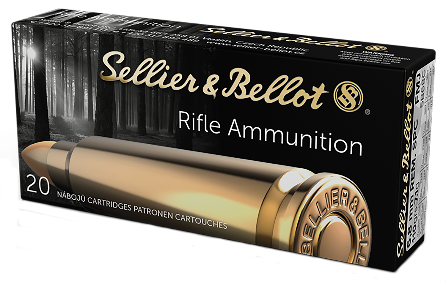 Sellier & Bellot SB68C Rifle 6.8mmRemSPC 110gr Full Metal Jacket 20 Per Box/50 Case