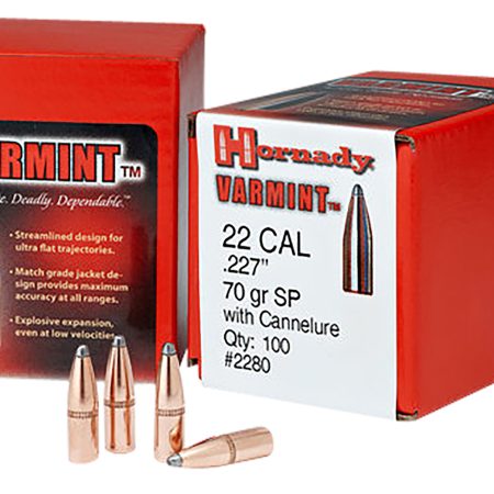 Hornady 2245 Traditional Varmint 22 Cal .224 50 gr Spire Point 100 Per Box/ 40 Case