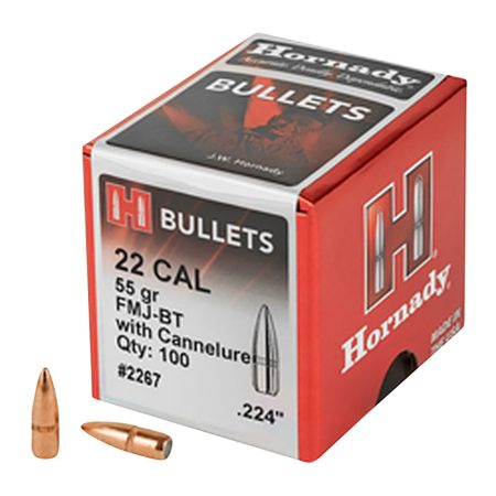 Hornady 2267 Traditional  22 Cal .224 55 gr Full Metal Jacket Boat Tail 100 Per Box/ 40 Case