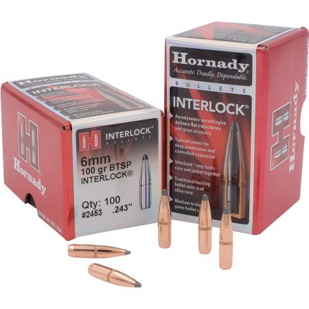 Hornady 2453 InterLock 6mm .243 100 gr Boat Tail Spire Point 100 Per Box/ 25 Case
