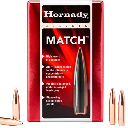 Hornady 30501 Match  30 Cal .308 168 gr Hollow Point Boat Tail Match 100 Per Box/ 15 Case