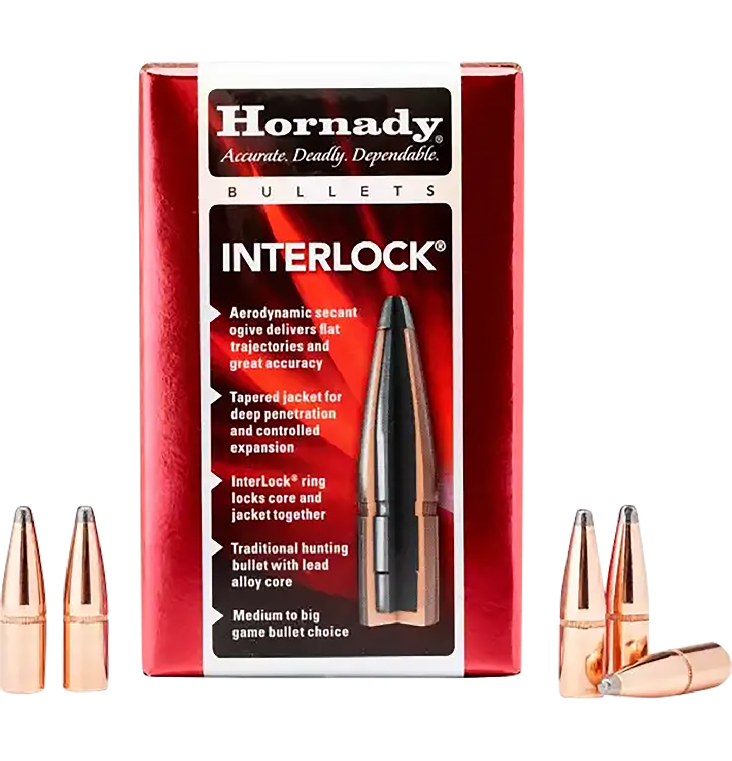 Hornady 3335 InterLock 338 Cal .338 250 gr Soft Point Recoil Proof 100 Per Box/ 15 Case