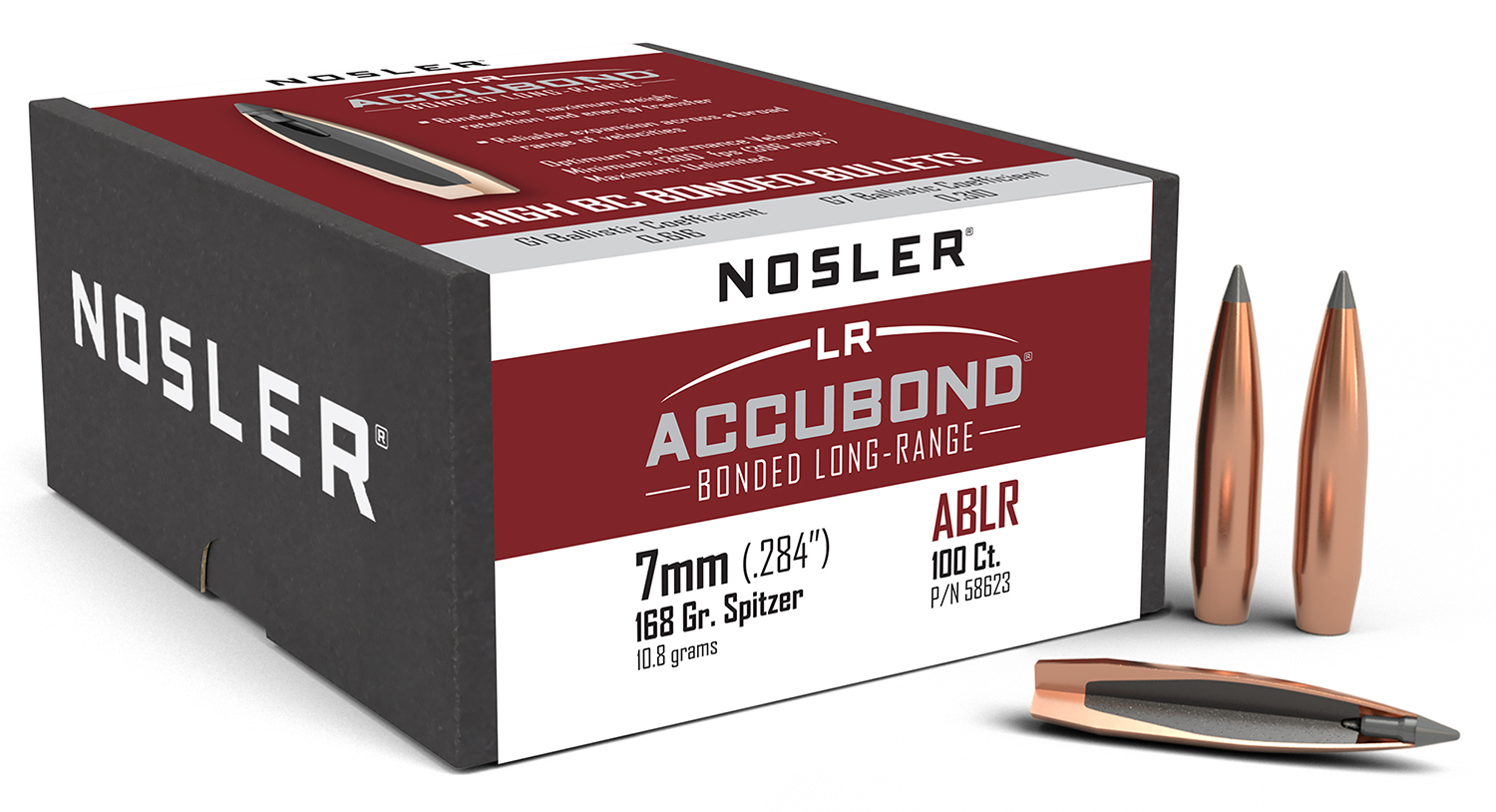 Nosler 58623 AccuBond Long Range 7mm 168gr Spitzer Point 100/Box