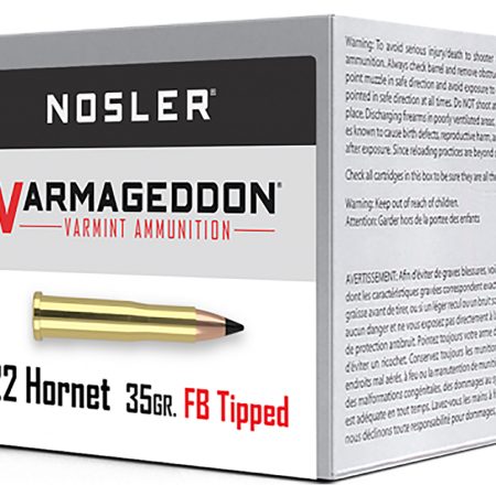 Nosler 41132 Varmageddon 22Hornet 35gr Flat Base Tipped 50 Per Box/5 Case