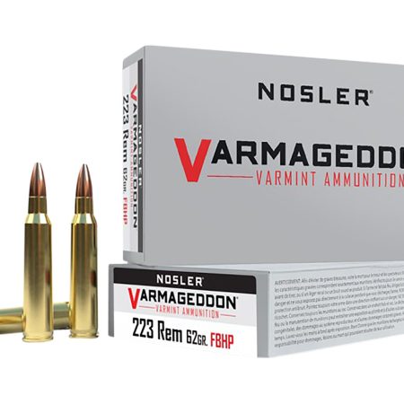 Nosler 40223 Varmageddon 223Rem 62gr Flat Base Hollow Point 20 Per Box/20 Case