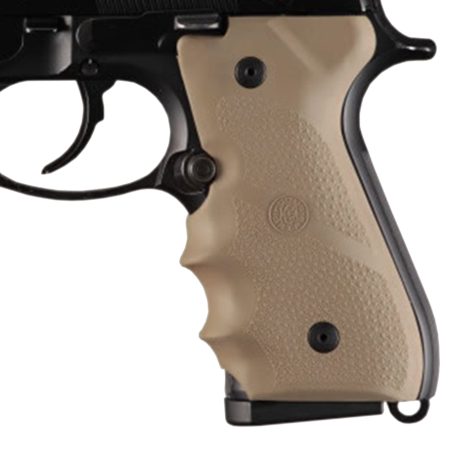 Hogue 92003 Rubber Grip Flat Dark Earth with Finger Grooves for Beretta 92, 96