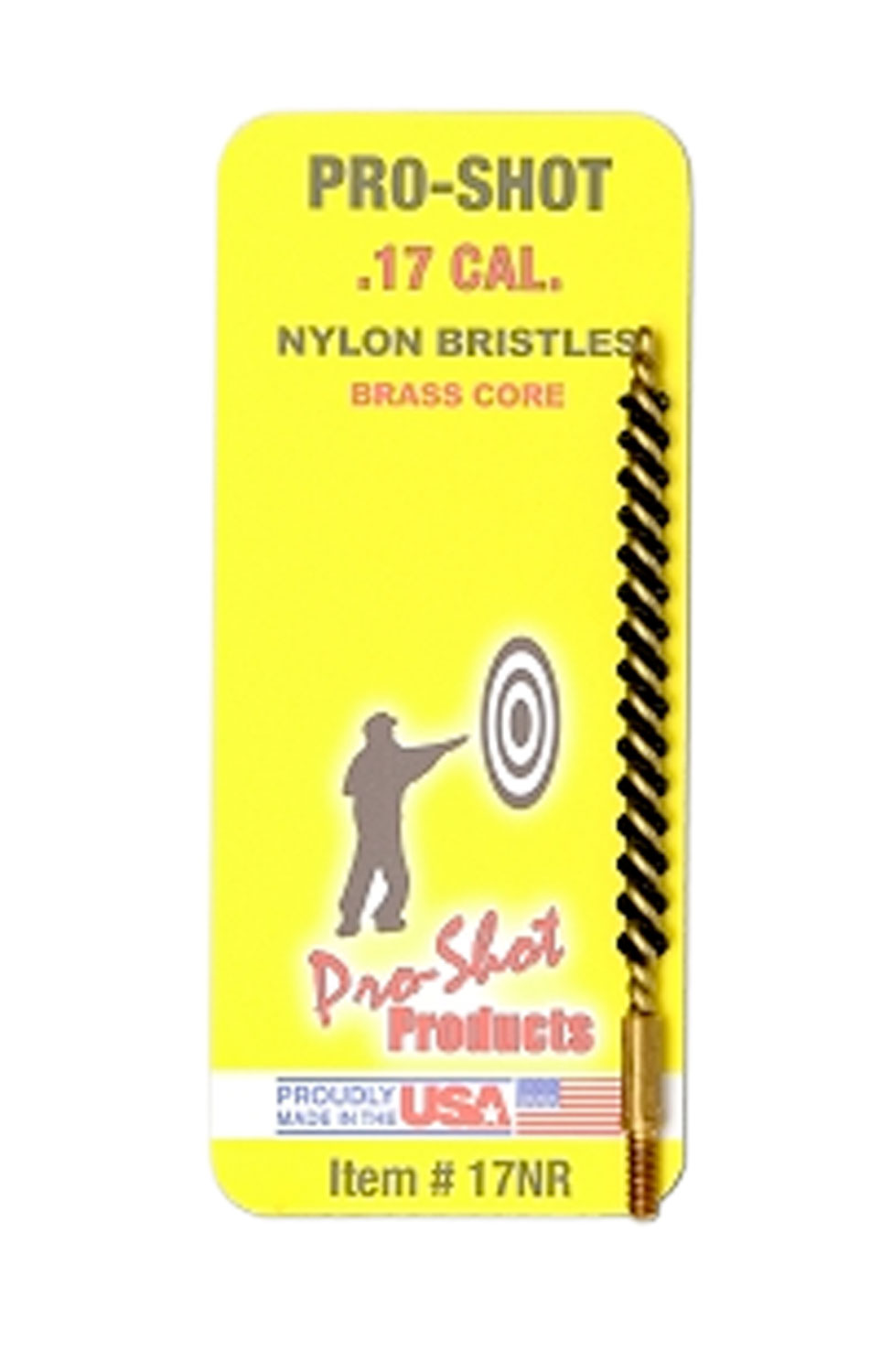 Pro-Shot 17NR Bore Brush .17/ .177 Cal Rifle #5-40" Thread Nylon Bristles Brass Core