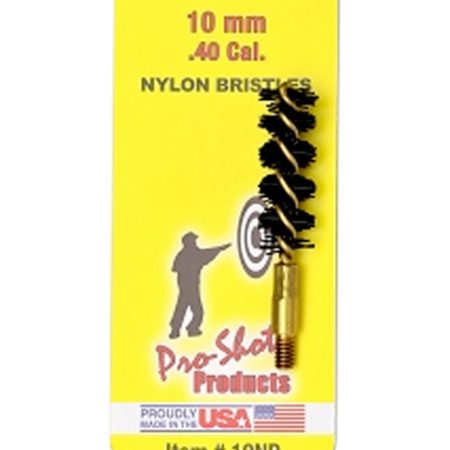 Pro-Shot 10NP Bore Brush .40/ 10mm Cal Pistol #8-32 Thread Nylon Bristles Brass Core