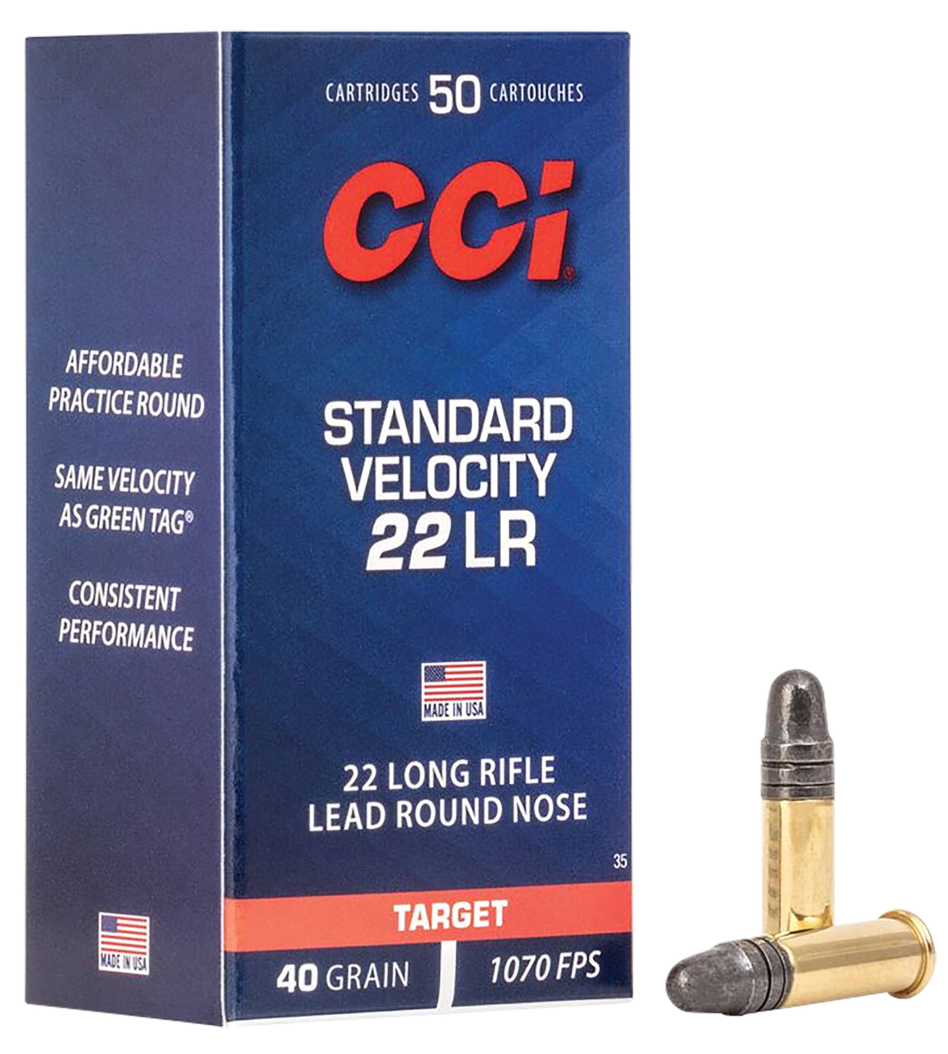 CCI 0035 Standard Velocity 22LR 40gr Lead Round Nose 50 Per Box/100 Case