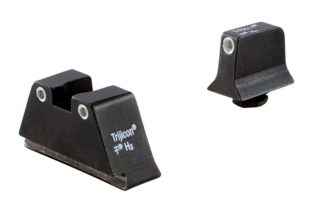 Trijicon 600649 Suppressor/Optic Height Sights Green/Tritium White Outline Front Sight-Green/Tritium White Outline Rear Sight Glock 17/17L/19 Standard Frame